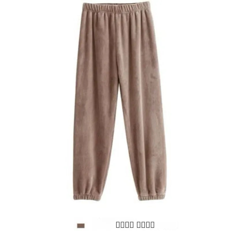 Adorable Sweet Coral Fce Thiened Autumn Winter Spwear Women's Casual Home Clothes Set Long Pants Comfortable Leisure ...