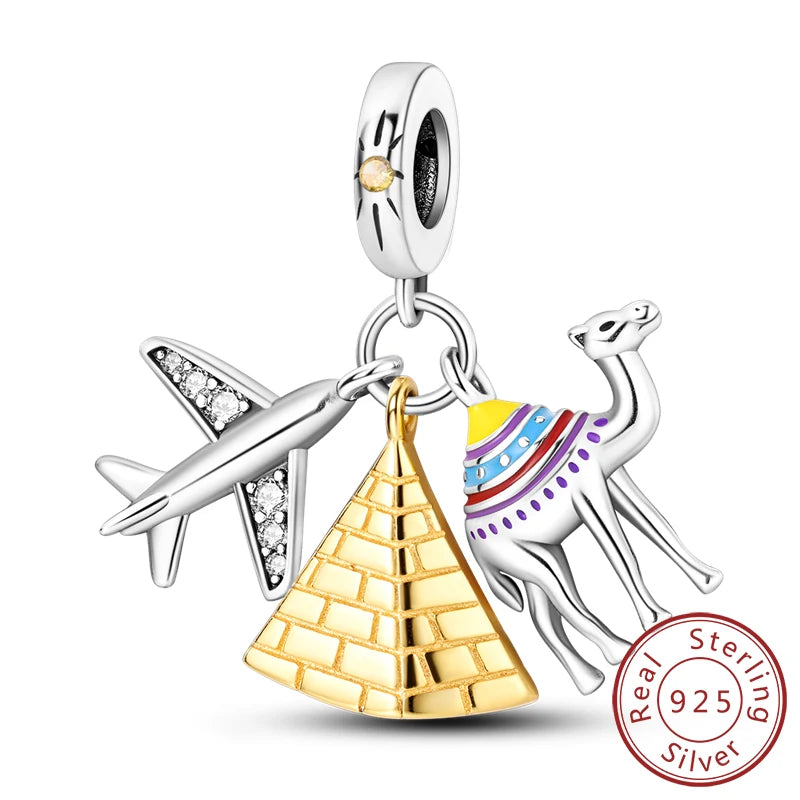 Original 925 Sterling Silver Paris Tower & Travel Charms – DIY Bracelet & Pendant Jewelry