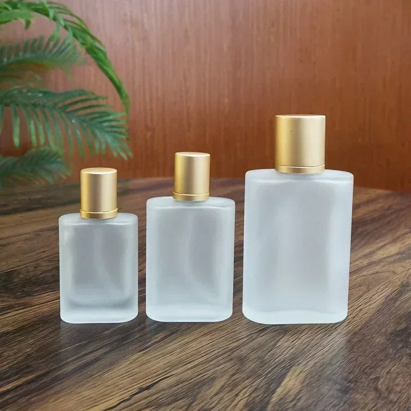 25/50/100ml Sandblasted Glass Perfume Bottle – Empty Refillable Screw Top Spray Bottle | Fine Mist Makeup Liquid Dispenser