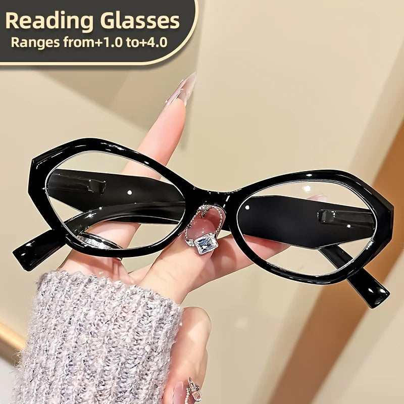 New Elegant Polygon Reading Glasses – Blue Light Blocking Farsight Presbyopia Goggles +1.0 to +4.0