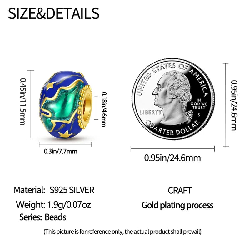 925 Sterling Silver Round Colored Zircon Spacer Beads – Fits Pandora Original Bracelets DIY Exquisite Party Jewelry