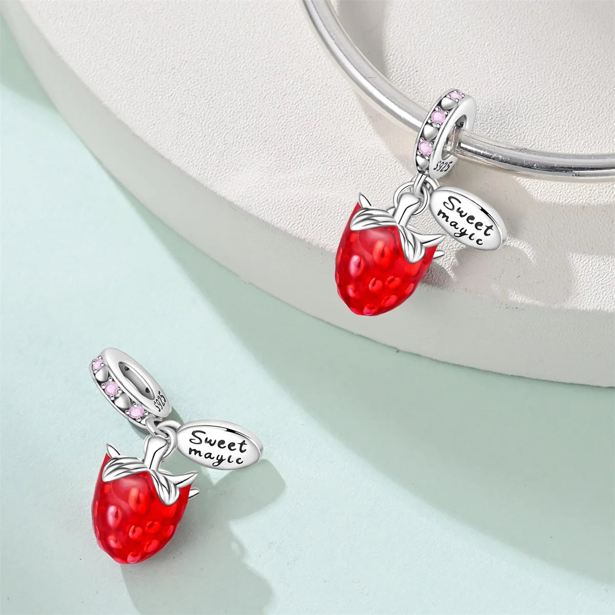 925 Sterling Silver Fruit Series Beads | Raspberry, Strawberry, Avocado & Lemon Dangle Charms for Bracelet