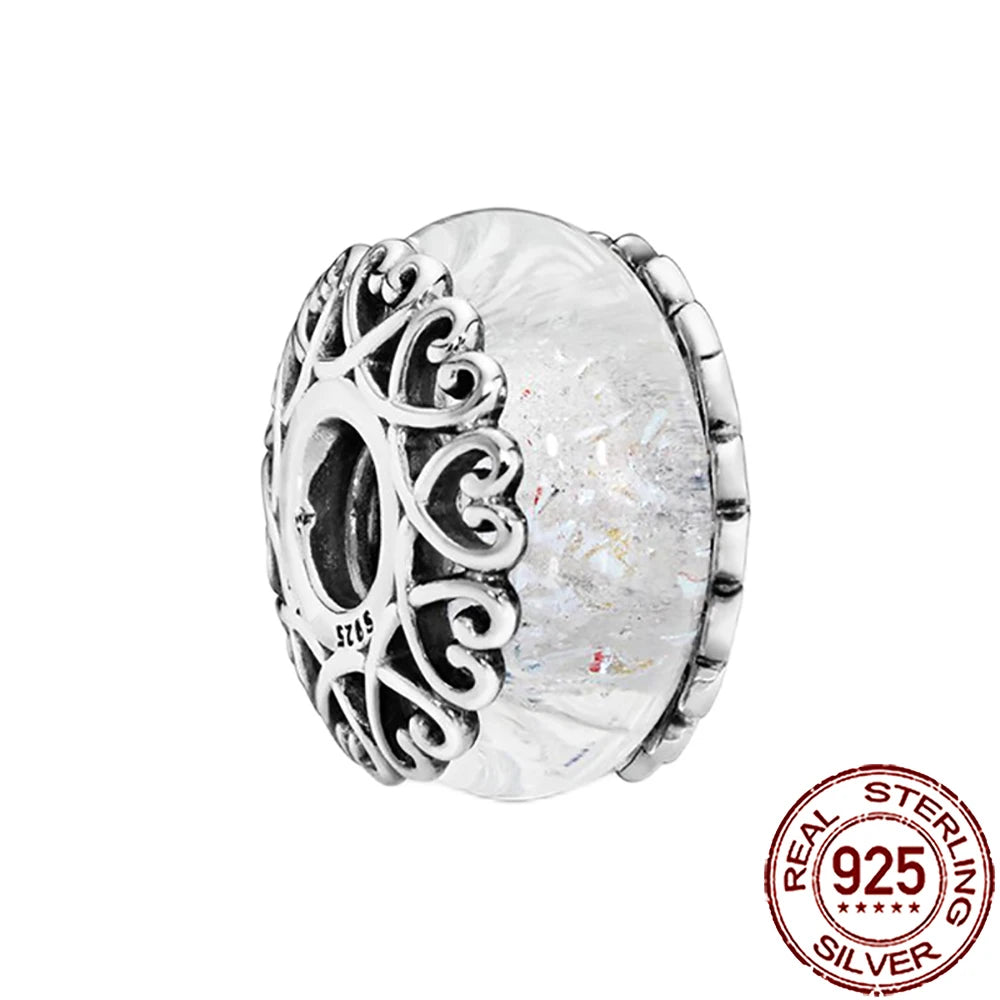 New 925 Sterling Silver Pink Daisy Murano Glass Charm | Cold Enamel Bead Fit Pandora Bracelet & Necklace