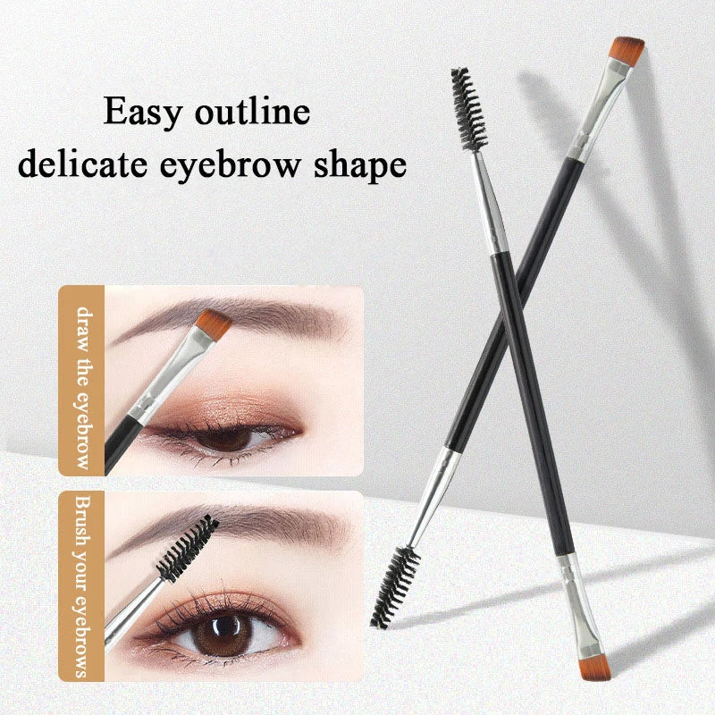 1pcs Eye Makeup Tool Dual Head Design Eyelash Brush Angled Eyebrow Brush Eyebrow Contour Brush Professional Beauty Tools