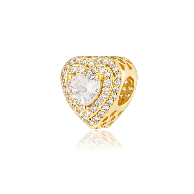 Hot Sale Gold Plated Heart & Chinese Dragon Charm Beads | Fashion Jewelry for Original Silver Bracelets