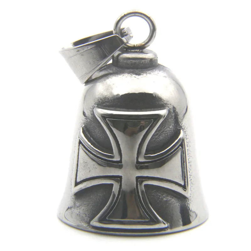 316L Stainless Steel Motorcycle Bell Pendant Eagle Rider Biker Necklace for Men