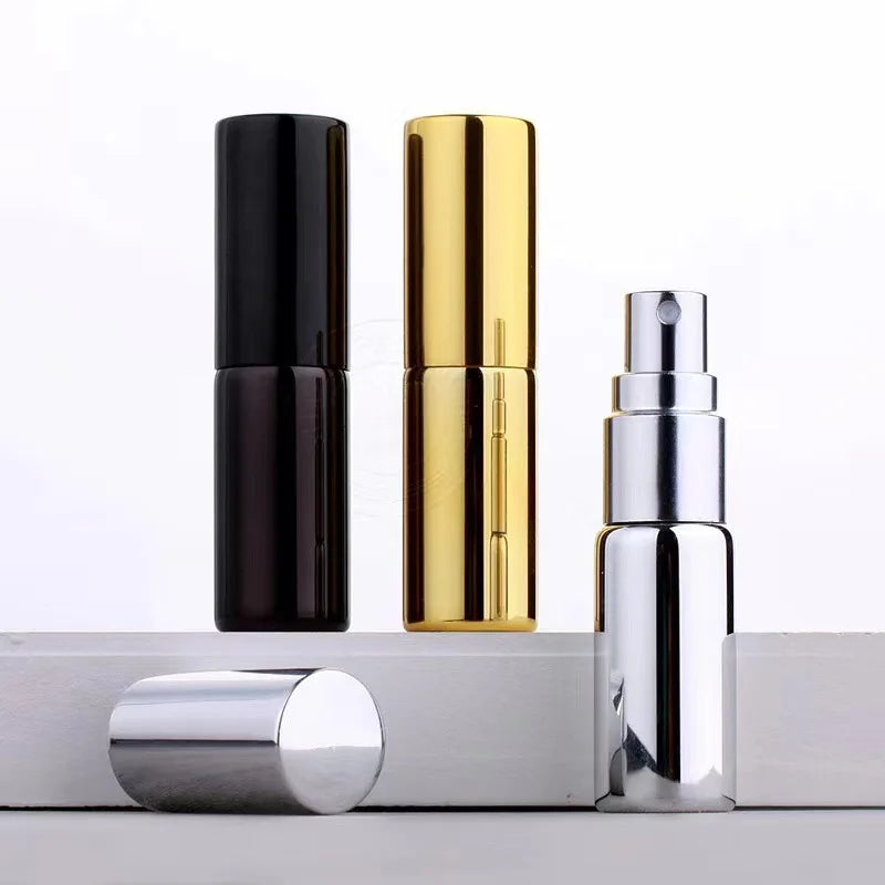 6PCS 5ML/10ML Portable UV Glass Perfume Bottles – Refillable Mini Spray Bottles with Aluminum Atomizer | Travel Size