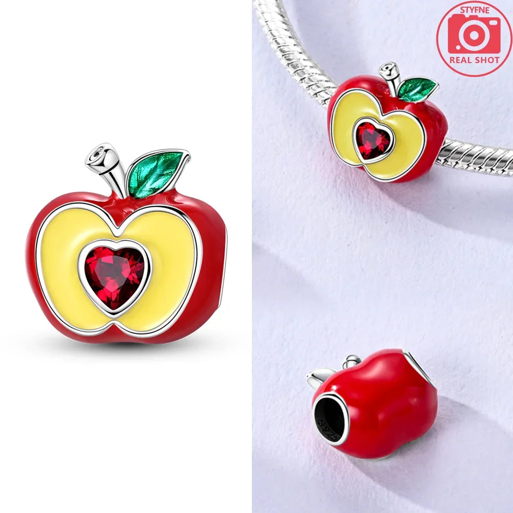 925 Sterling Silver Red Cherry Girl Polka Dot Matryoshka Charms | Bow Beads Fit Original Bracelet DIY Jewelry Gift for Women