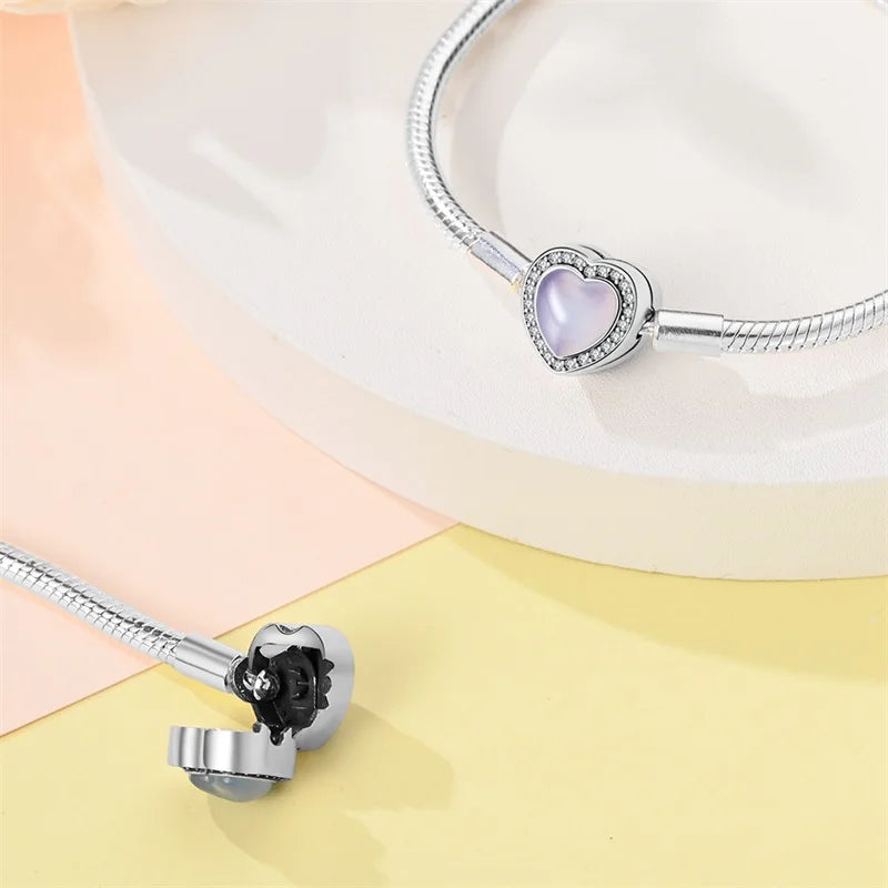 925 Sterling Silver Rainbow Leather Braided Bracelet | Eternal Love Stars & Moon Charm – DIY Women’s Beaded Jewelry Gift