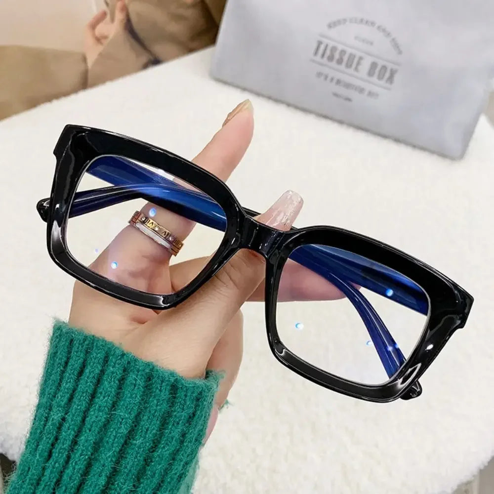 Fashion Anti Blue Light Glasses for Women – Trendy Rice Nail Square Frame Fake Eyeglasses | Flat Light Computer Glasses