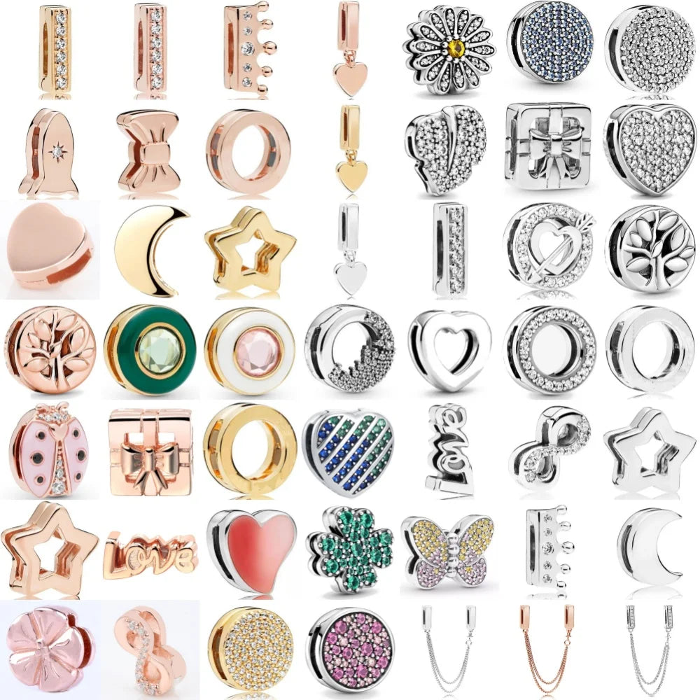 925 Sterling Silver Butterfly Daisy Moon Flat Light Clip | Fit European Original Bracelet DIY Women’s Exquisite Jewelry