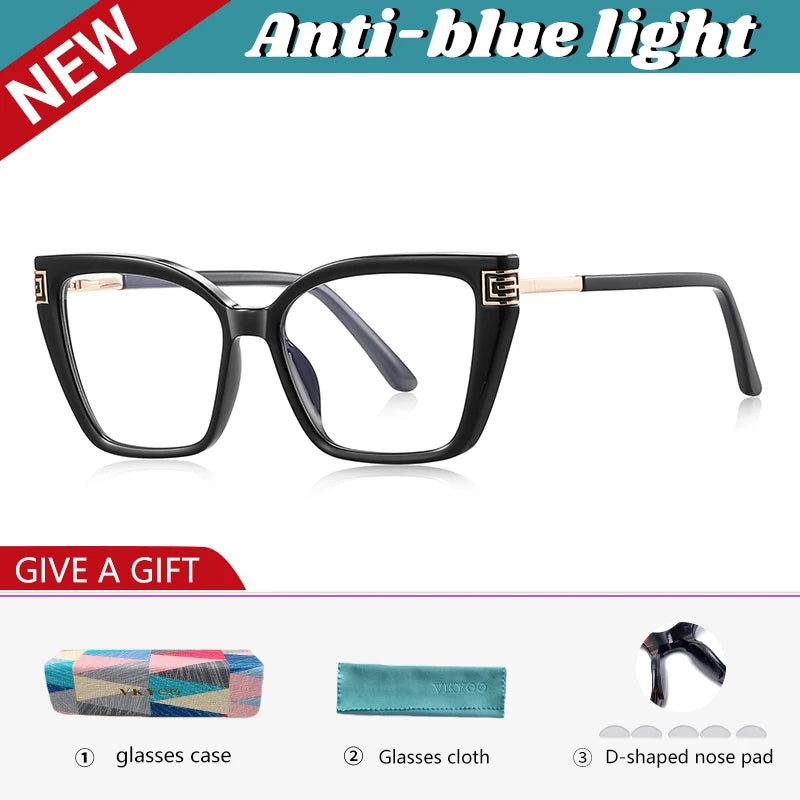 GENEVIEVE Personalized Large Frame Square Anti-Blue Light Reading Glasses – Women’s Photochromic Custom Prescription Eyewear