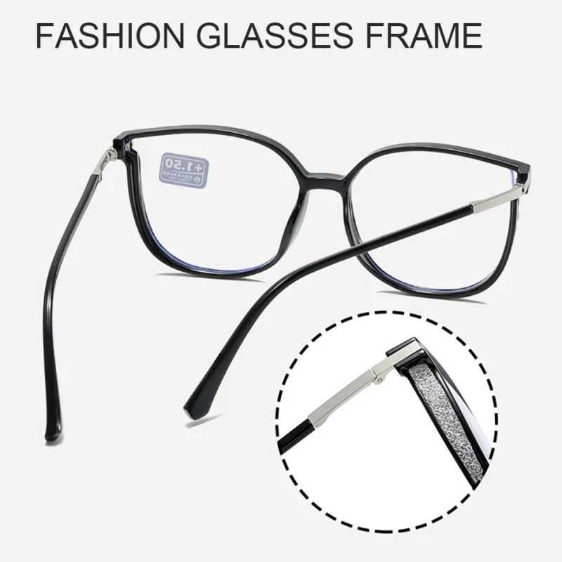 Fashionable Alloy Reading Glasses – Anti Blue Light Presbyopia Glasses for Men & Women | Square Large Frame Eyewear