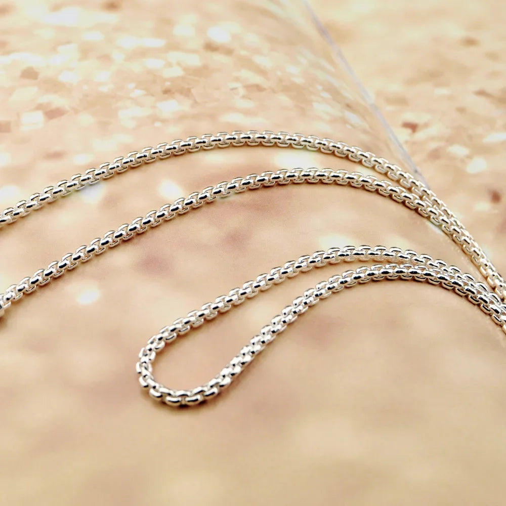 925 Sterling Silver 4mm Round Box Chain Necklace for Men & Women – Classic 45-60CM Wedding Party Jewelry Gift