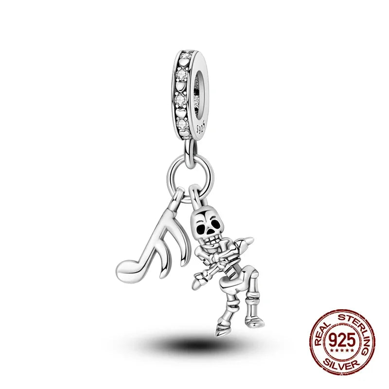 925 Sterling Silver Halloween Luminous Skull & Pumpkin Charms | Fits Original Pandora Bracelet | Party DIY Jewelry Gift