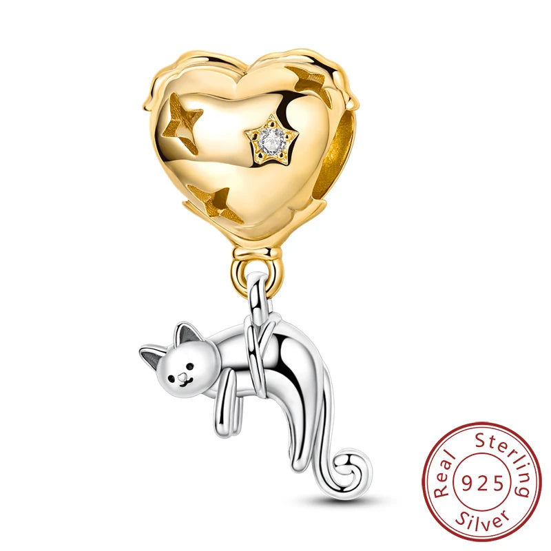 New 925 Sterling Silver Animal & Symbol Charms Beads – Capybara, Firefly, Puppy, Cat, Horseshoe Pendants Fit Bracelets & Bangles