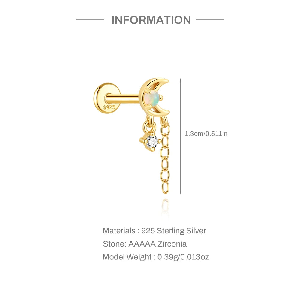 CANNER 925 Sterling Silver Horse Eye Tassel Zircon Drop Earrings – Minimalist Geometric Jewelry for Women