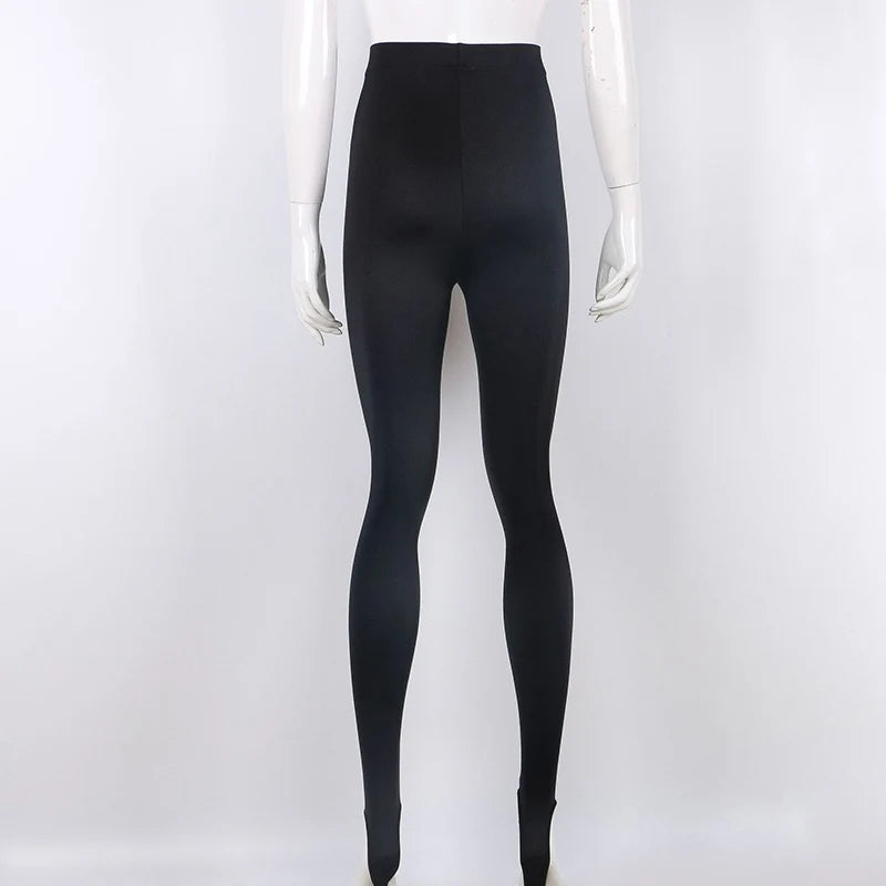 Women’s Black High Waist Skinny Pants | Y2K Glitter Winter Leggings 2024
