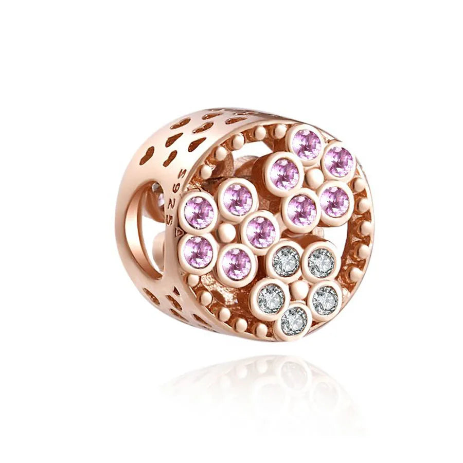 925 Sterling Silver Rose Gold Rabbit & Eiffel Tower Charm | Fit Original European Bracelet DIY Jewelry