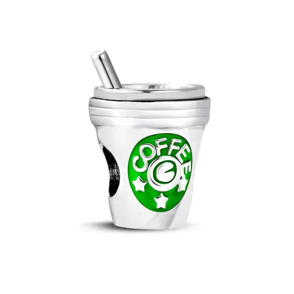 925 Silver 🎓☕ Coffee, Family & Travel Charm | Pandora Fit Bead DIY