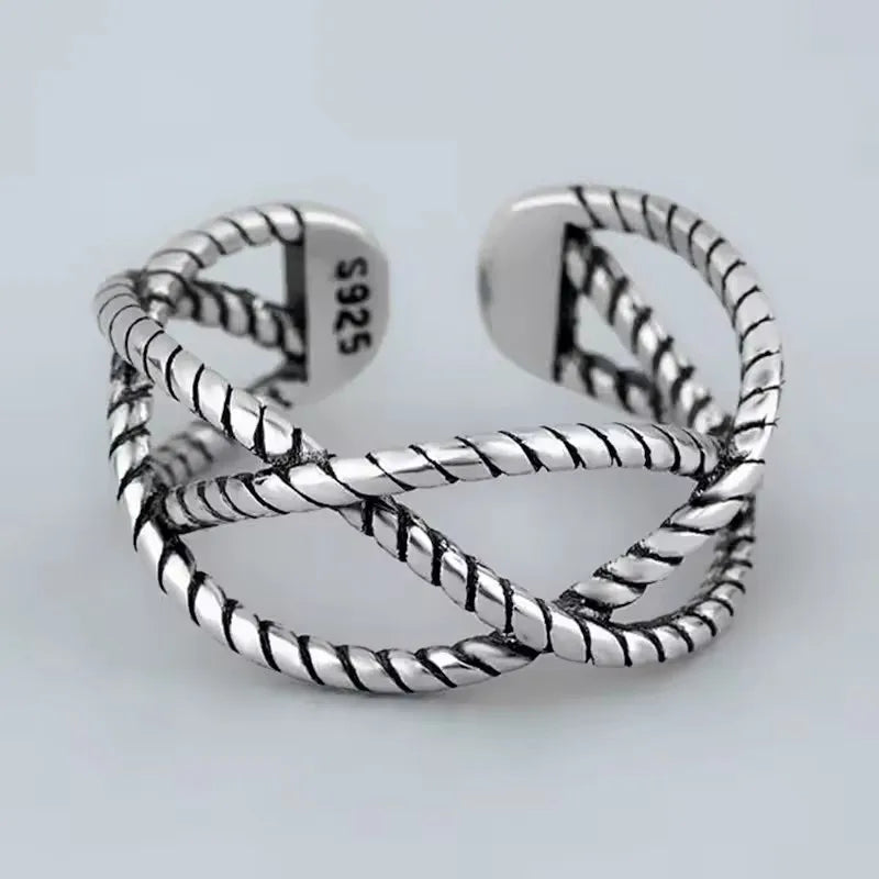 VENTFILLE 925 Sterling Silver Flower Lace Ring – Adjustable CZ Korean Fashion Jewelry