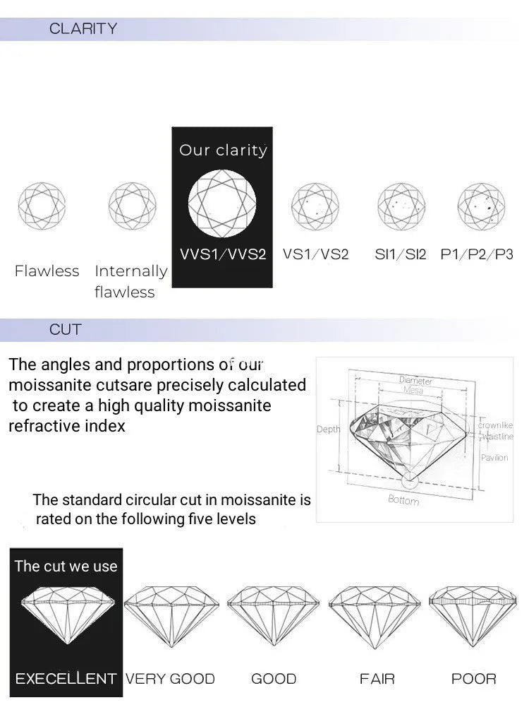 Butterflykiss 1CT Moissanite Pendant Necklace 925 Sterling Silver Bridal Jewelry