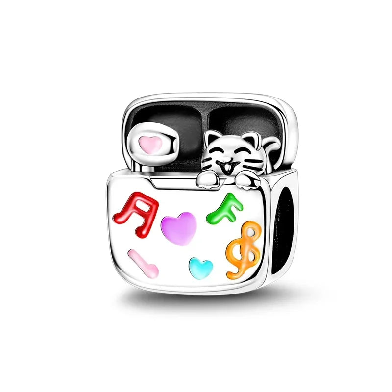 Original 925 Sterling Silver Charms | Bag, Earphone, Magic Cube, Watch & Games Console Beads for Bracelets & Necklaces