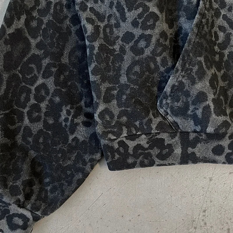 2025 Leopard Print Zipper Hoodie | Harajuku Streetwear Sweatshirt | Warm Autumn Winter Fashion for Women