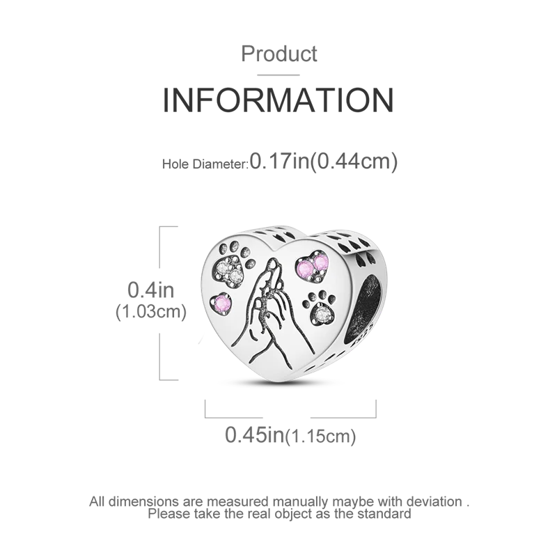 925 Sterling Silver Heart Shaped Warm Family Charm Beads Butterfly Flower Pendant