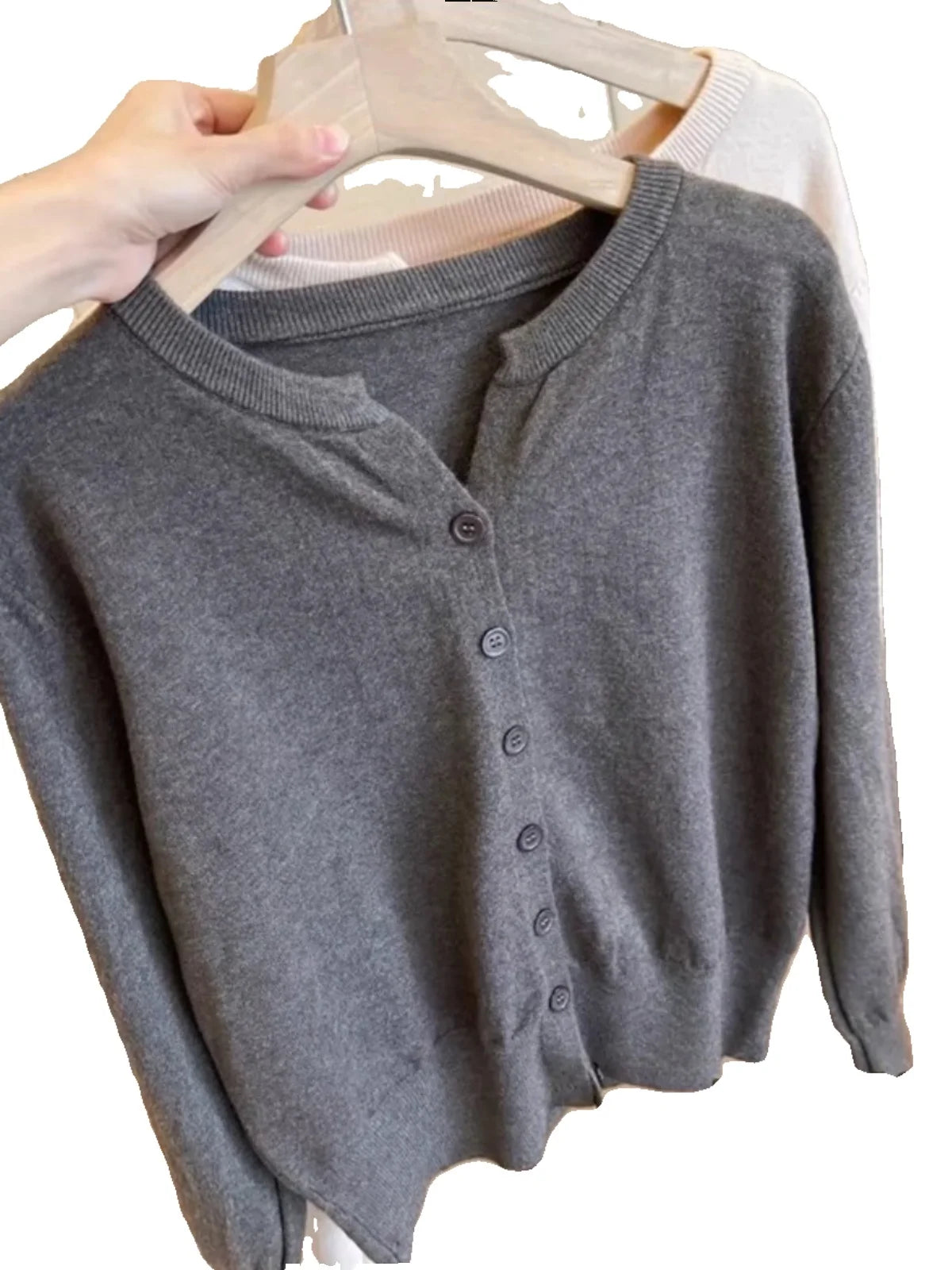 Soft Woolen Knitted Cardigan for Women – Loose Fit V-Neck Korean Style Sweater Jacket, Spring 2024 Outerwear