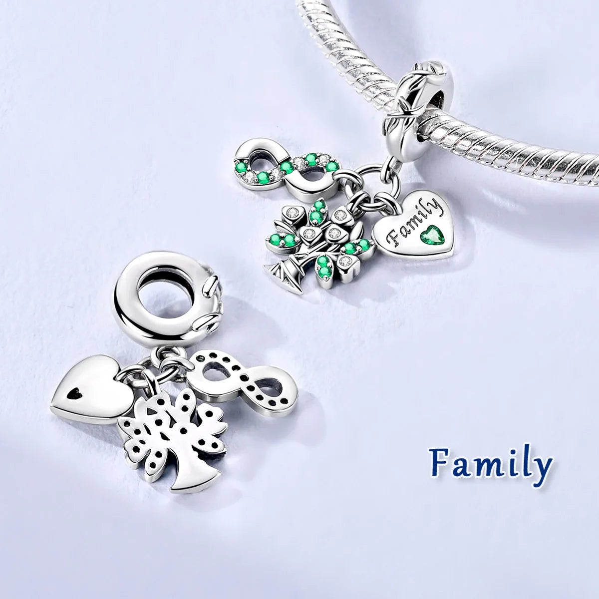 925 Sterling Silver Bow Family Girl Charm Bead | Fit Original Bracelet Pendant DIY Women Jewelry Gift