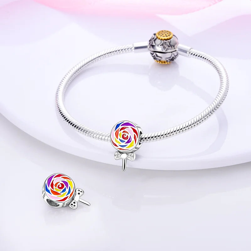 925 Silver Disney Christmas Charm Trio | Mickey Wreath Minnie Ice Skating Bead Pendant Fits Pandora Bracelet