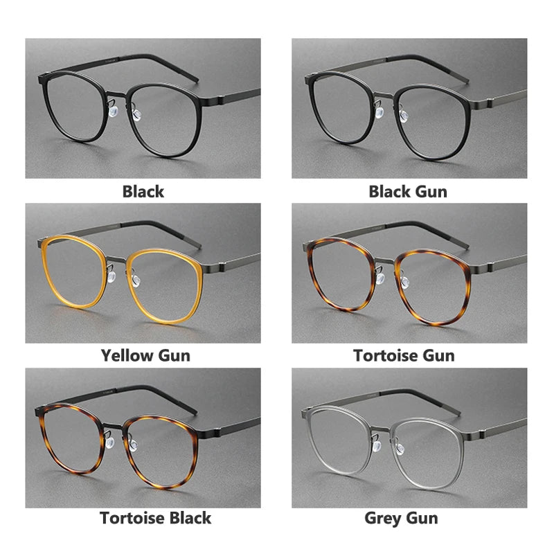 Ultralight Acetate Titanium Glasses 👓 Screwless Round Frame Eyewear