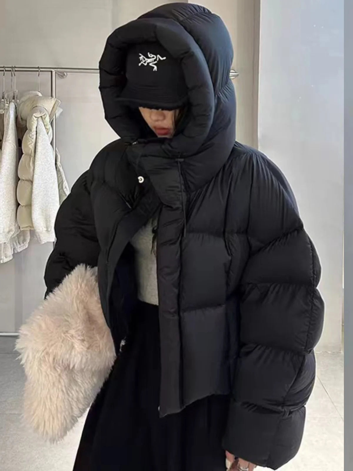 Trendy American Style Women’s Cotton Jacket Coat with Hood – Winter Small Size Bread Style Outerwear