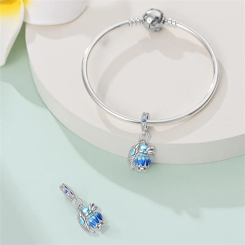 925 Silver Plated Magic Mirror Princess Angel Pink Charm Beads | Fits Original Pan 925 Bracelet | Exquisite DIY Jewelry