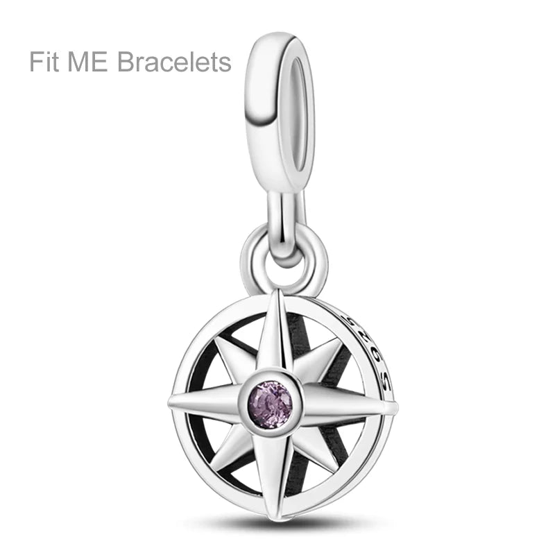 925 Sterling Silver Colorful Charms – Rose, Crown, Rainbow & Heart Dangle Beads Fit Pandora Bracelet & Necklace