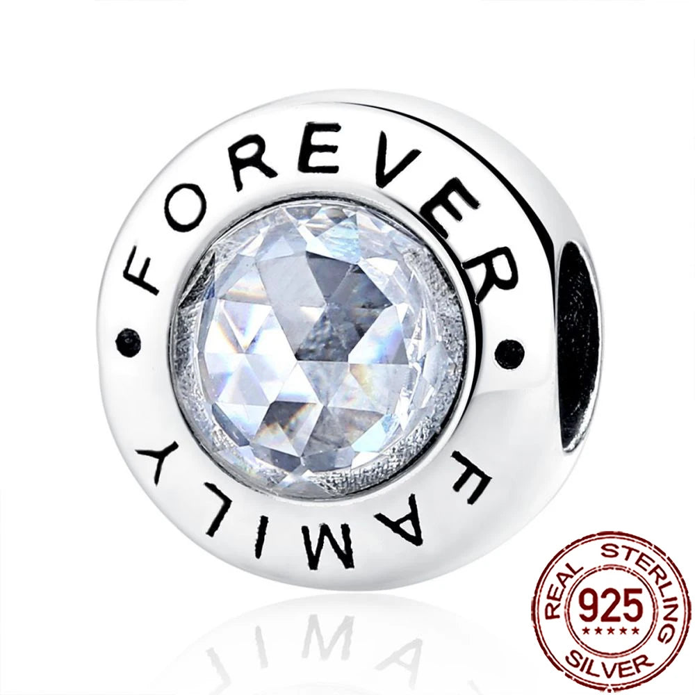 2025 New 925 Sterling Silver Family Love Heart Charm Beads | Sister, Daughter & Mother Pendant for Bracelets & DIY Jewelry