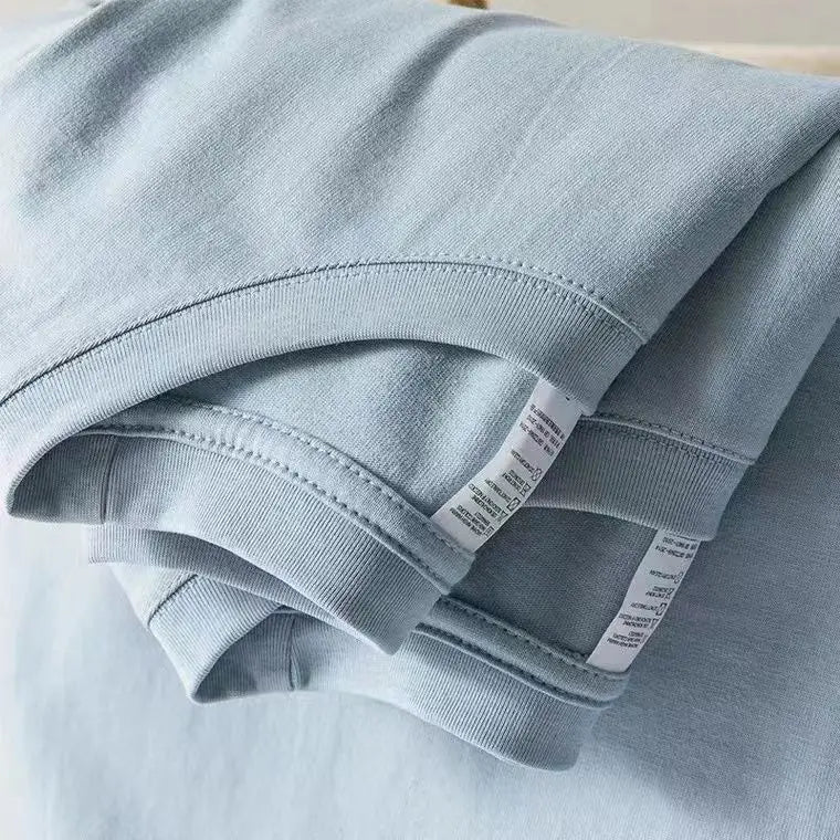 Loose Fit Pure Cotton T-Shirt | Korean Style Round Neck Basic Top | Unisex Layering Tee in Purple