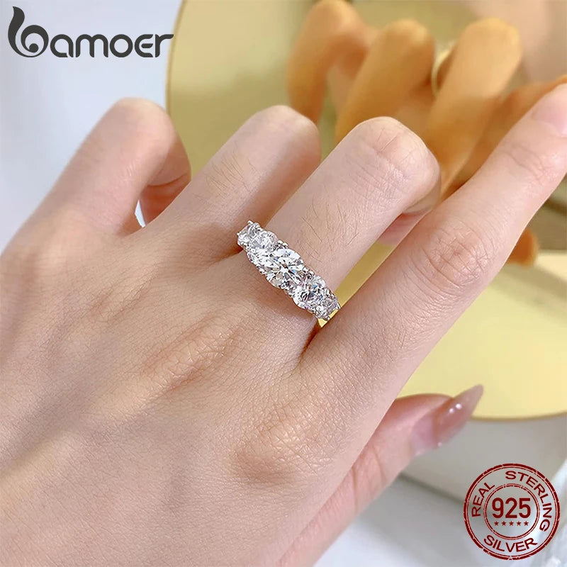 Bamoer D Color VVS1 EX Moissanite Heart Ring – 925 Sterling Silver Engagement & Wedding Jewelry for Women
