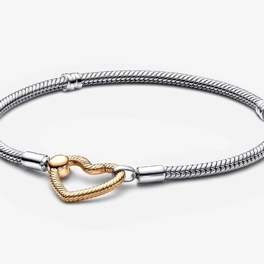 925 Sterling Silver Disney Minnie & Mickey Heart Charm Bracelet | Gold Bead ME Matte Braided Chain – Fashion DIY Jewelry