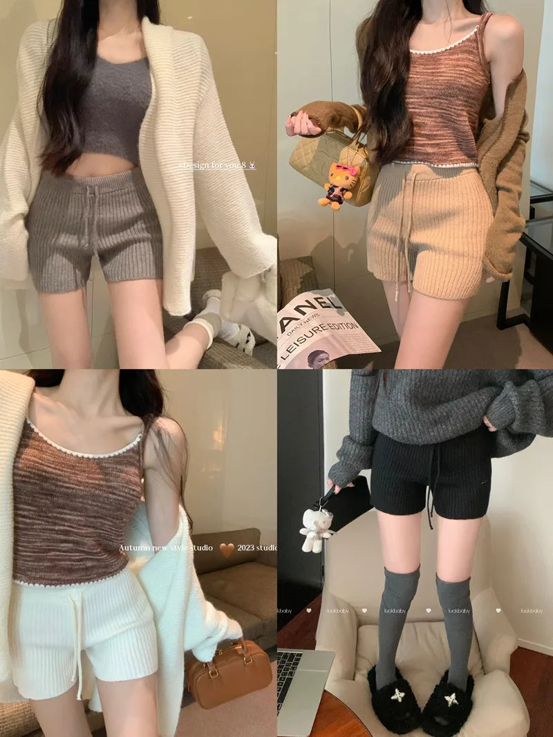High Waist Knitted Wool Wide-Leg Pants for Women – Autumn Casual Straight Bootcut Trousers