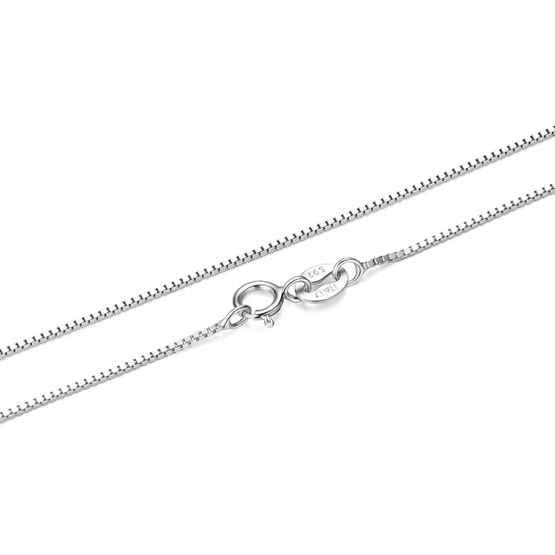 BAMOER 925 Sterling Silver Box Chain Necklace for Women Girls – 0.8mm Solid Gold Over Super Thin & Strong Chain