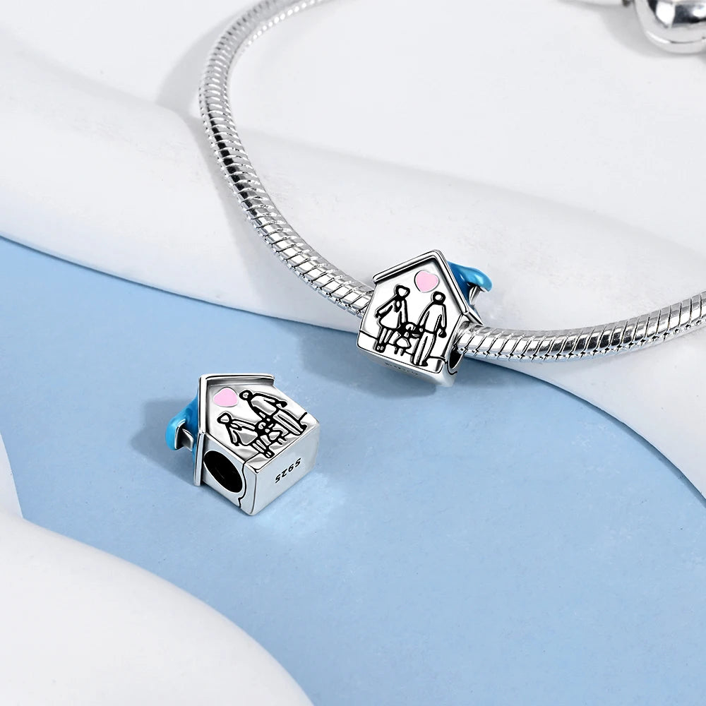 2025 New 925 Sterling Silver Family Love Heart Charm Beads | Sister, Daughter & Mother Pendant for Bracelets & DIY Jewelry