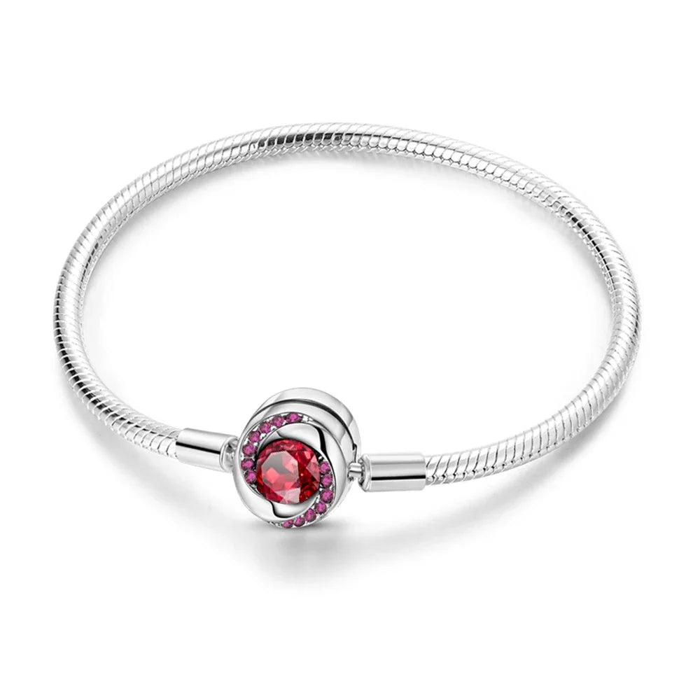 925 Sterling Silver Heart & Star Moon Bracelet | Pave Zirconia Snake Chain, Cat Claw Love Bangle for DIY Jewelry