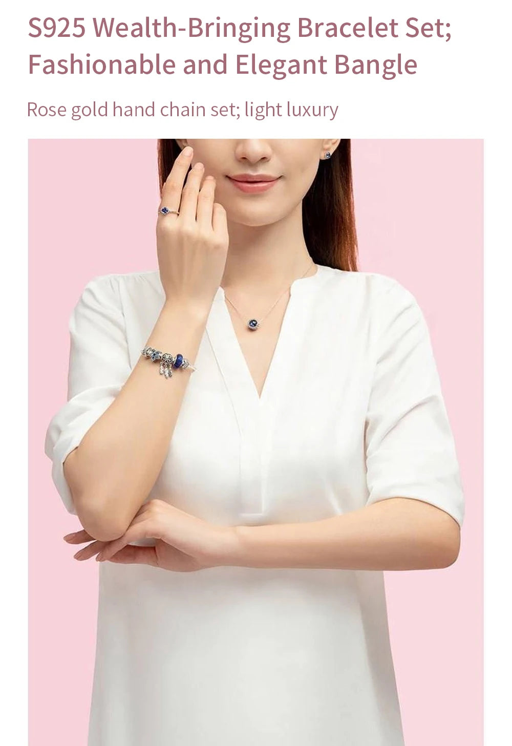 925 Sterling Silver Women’s Bracelet Set | Luxury Pandora Fit Jewelry