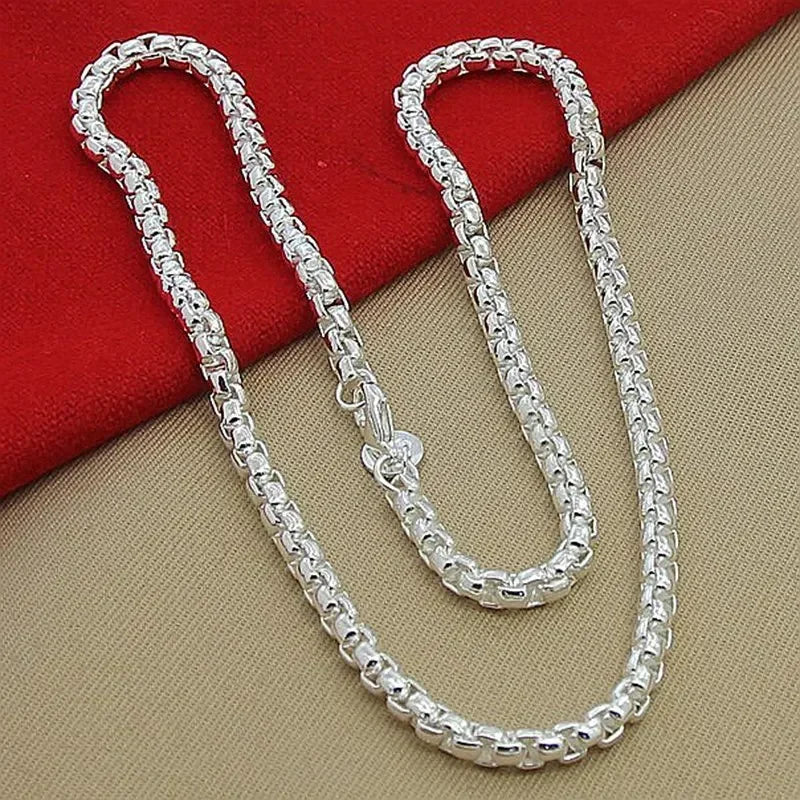 Wholesale 925 Sterling Silver 4mm Round Box Chain Necklace & Bracelet Set 45-60cm