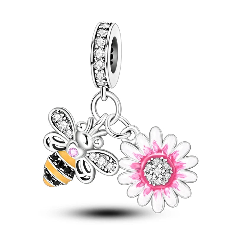 925 Sterling Silver Animal Charms – Dog, Cat, Firefly, Butterfly & Dragonfly Beads Fit Pandora Bracelet DIY Women’s Jewelry