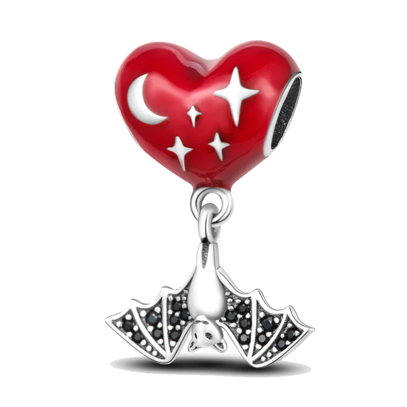 925 Sterling Silver Halloween Skull Bat Pumpkin Charm | Fit Original Bracelet & Necklace DIY Jewelry