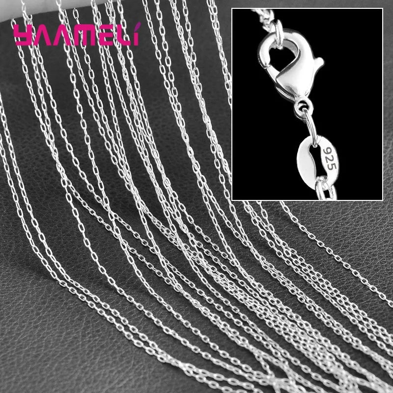 5PCS Authentic 925 Sterling Silver Chain Necklaces | Solid Silver Chains with Lobster Clasps for Men & Women 16–30 Inch