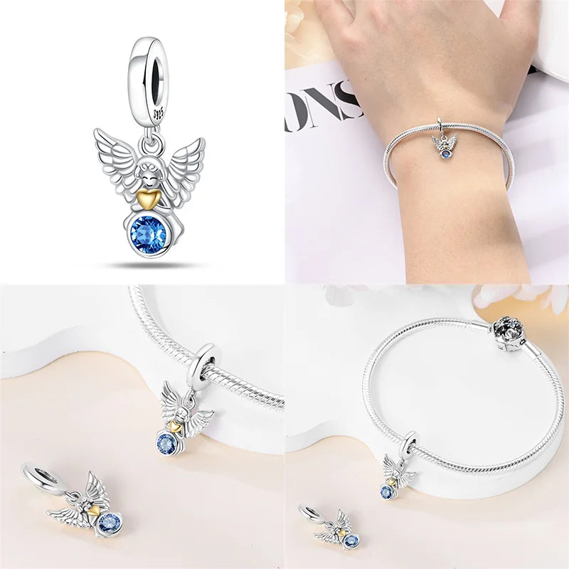 Hot Bible Cross Pink Zircon Charm – 925 Sterling Silver DIY Bracelet for Women